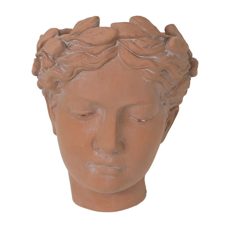 7X5.5X9" Visage Head Bust Planter, Home Wall Planter - Brown