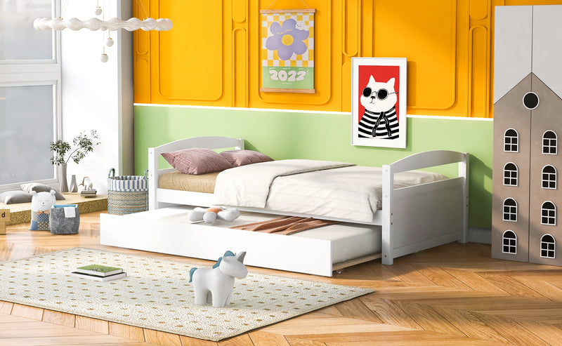 Twin Size Daybed with Trundle, White