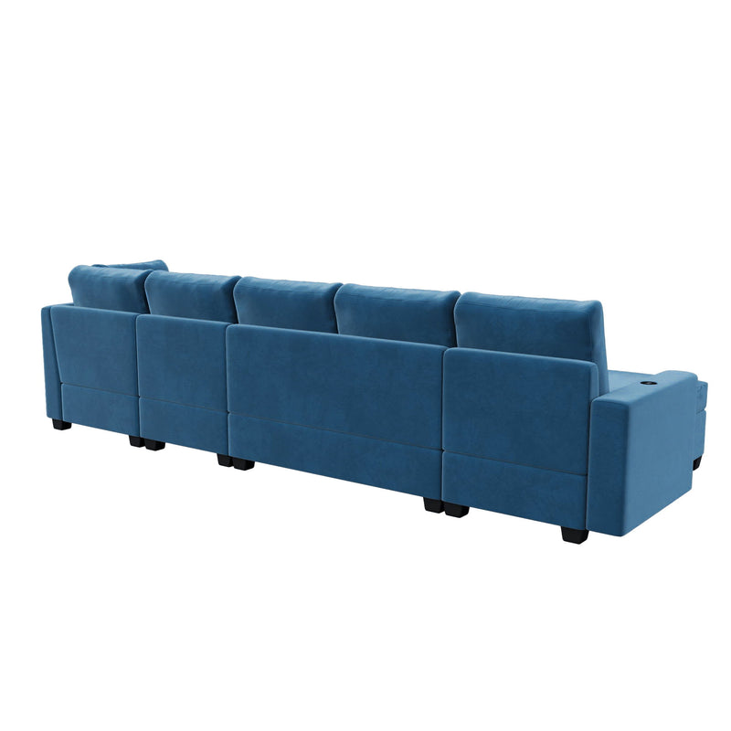 Modern L Shape Sectional Sofa, 6 Seat Velvet Couch With Convertible Chaise Lounge, Freely Combinable Indoor Furniture For Living Room