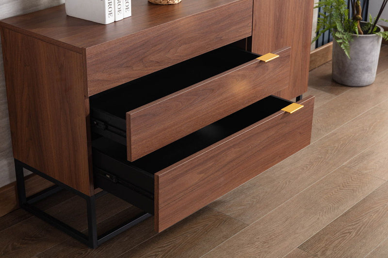 Roscoe - Wood TV Stand Console Table - Walnut Brown