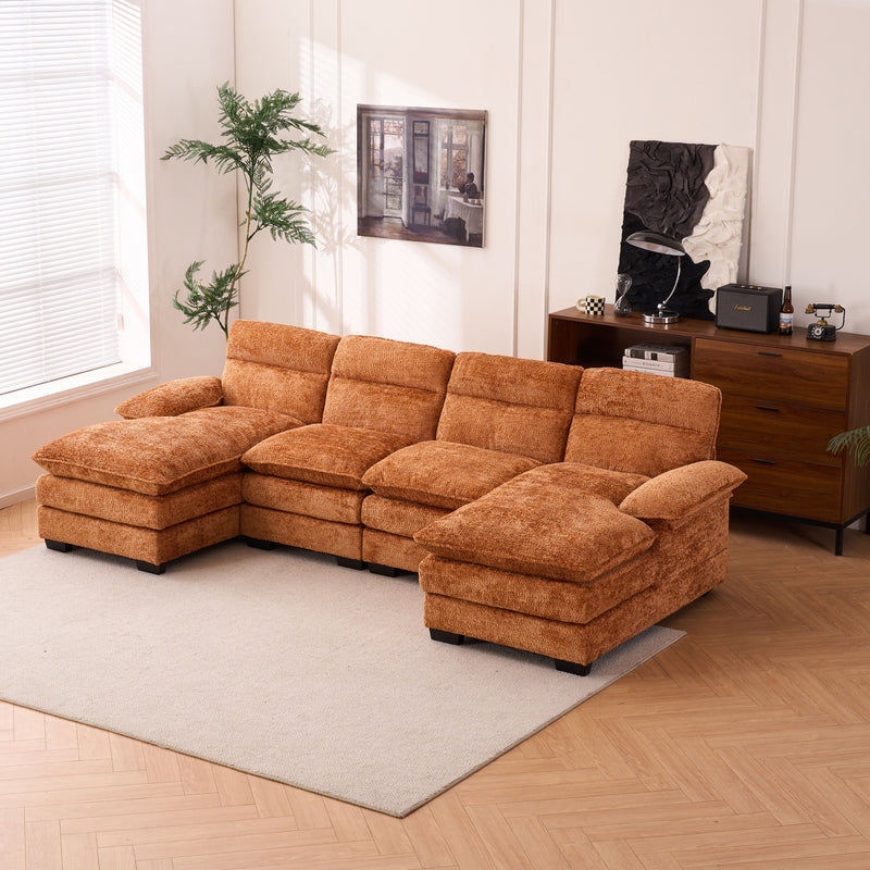 U-Shaped Profile Sofa, Including Two Single Seats And Two Chaise, Modular Sofa, Chenille Sofa