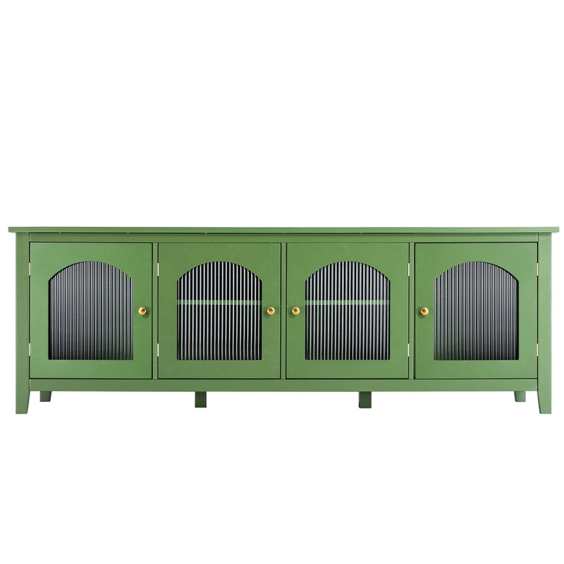 Stylish TV Cabinet, Entertainment CenterTV Stand, TVconsoletable, Media Console, Solidwood Frame, Changhong Glass Door, Metal Handle - Antique Green