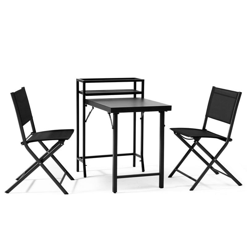 3 Piece Patio Bistro Set, Patio Set Of Foldable Patio Table And Chairs, Outdoor Patio Furniture Sets - Black