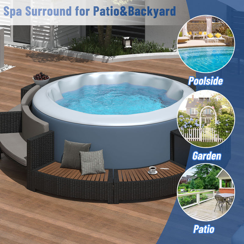 Spa Surround Spa Frame Patio Rattan Sofa Set With Storage Spaces, Mini Sofa And Comfortable Cushion For Patio, Backyard