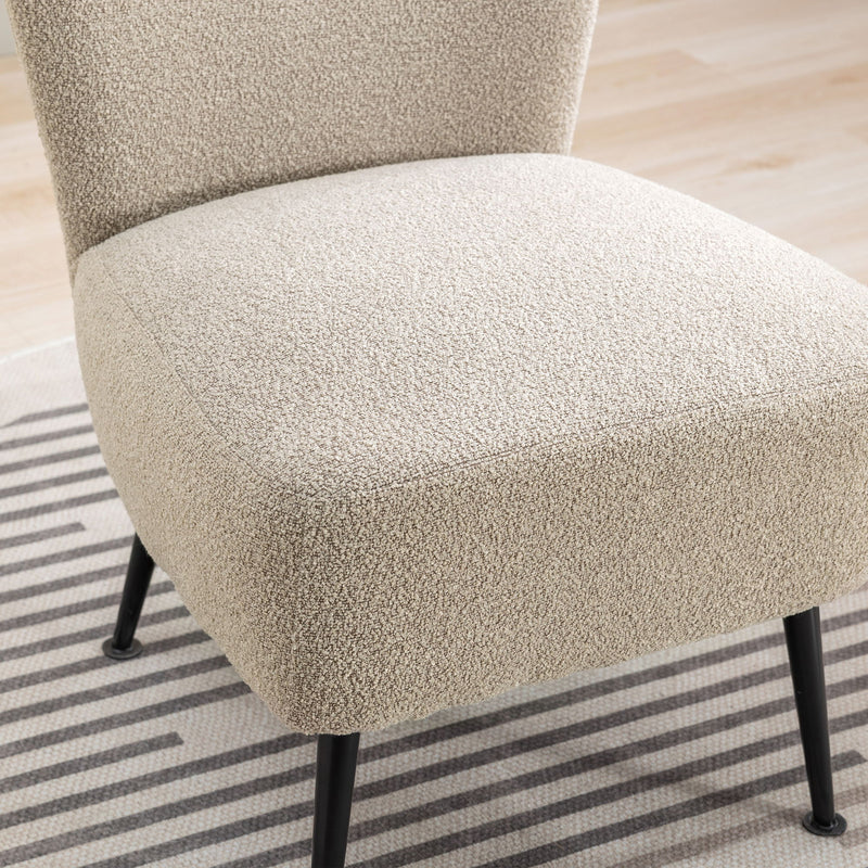 Boucle Upholstered Armless Accent Chair Modern Slipper Chair, Cozy Curved Wingback Armchair, Corner Side Chair