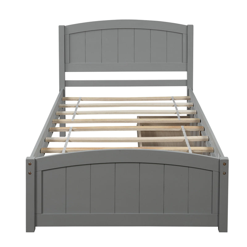 Twin Size Platform Bed & Two Drawers - Gray