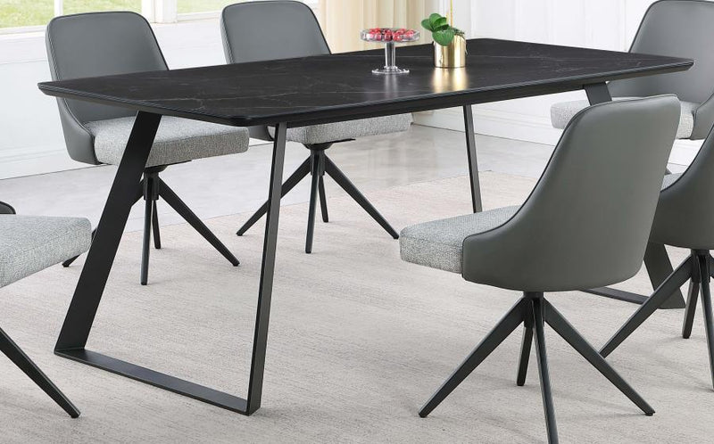 Smith - Rectangle Ceramic Top Dining Table - Black And Gunmetal