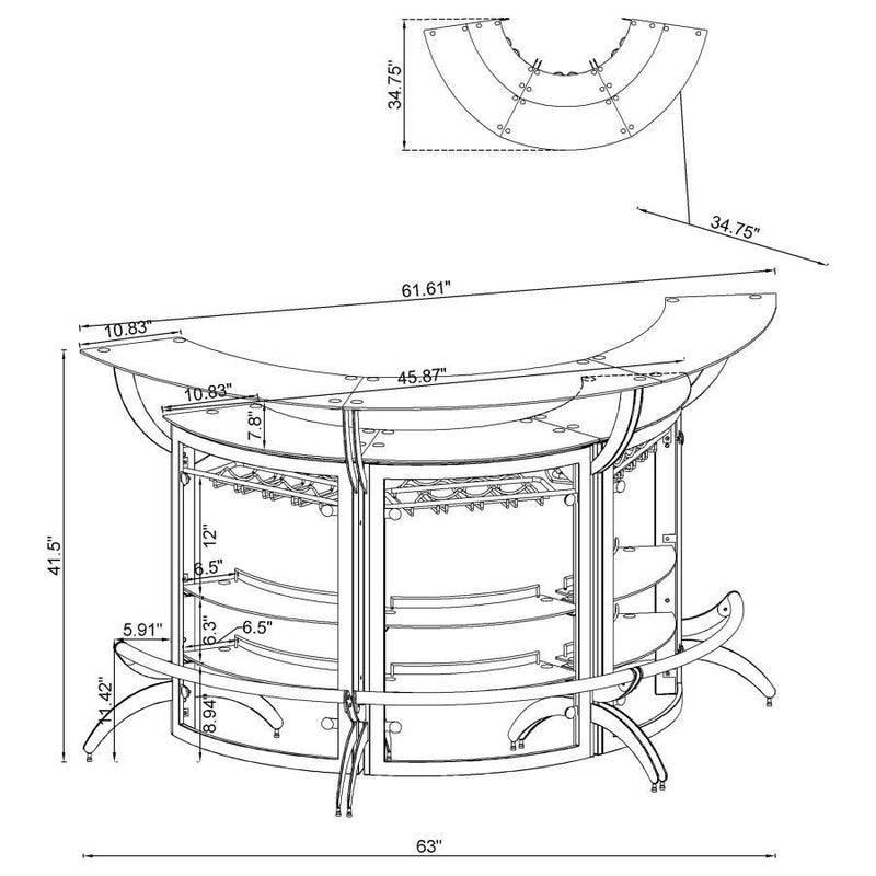 Dallas - 3-Piece Curved Freestanding Home Bar Cabinet