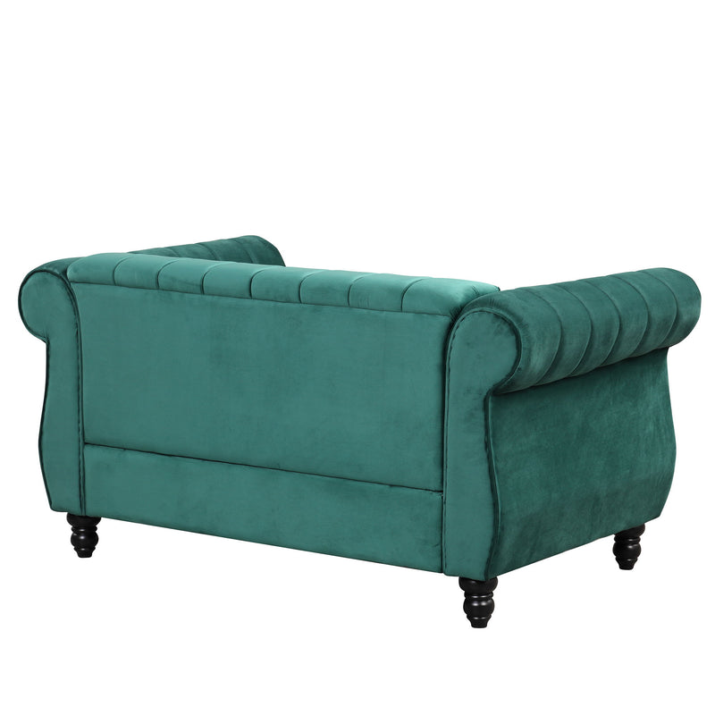 Modern Sofa Dutch Fluff Upholstered Sofa With Solid Legs, Buttoned Tufted Backrest