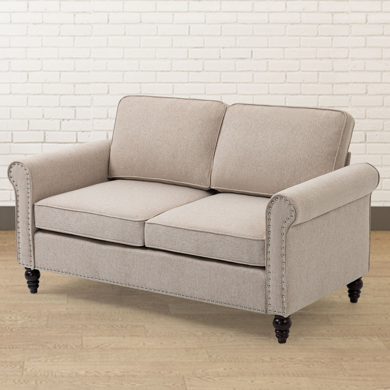 2 Seater Loveseat Sofa, Mid-Century Modern Couches For Living Room, Button Tufted Sofa - Light Beige