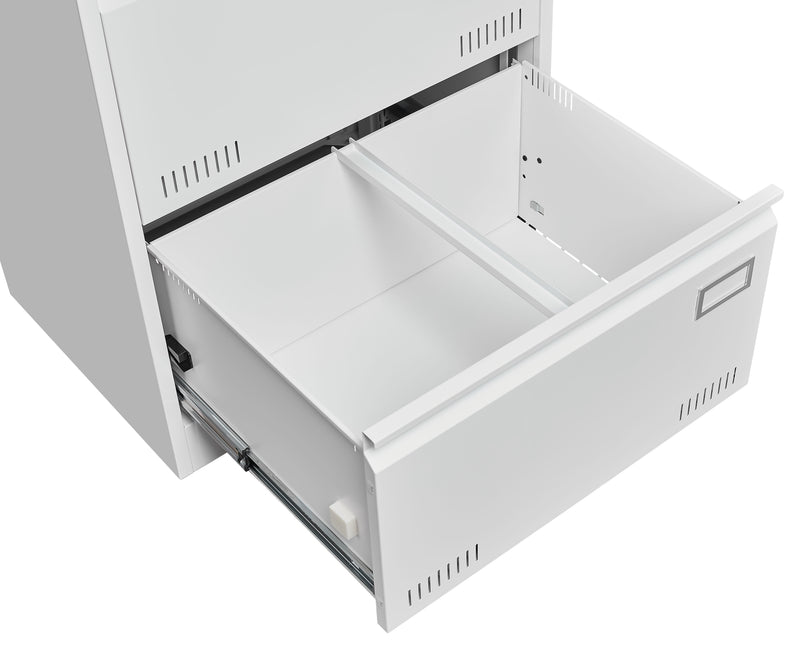 Filing Cabinet Lateral File Cabinet With Lock, 2 Drawer, For Legal / Letter / A4 / F4 Home Office - White