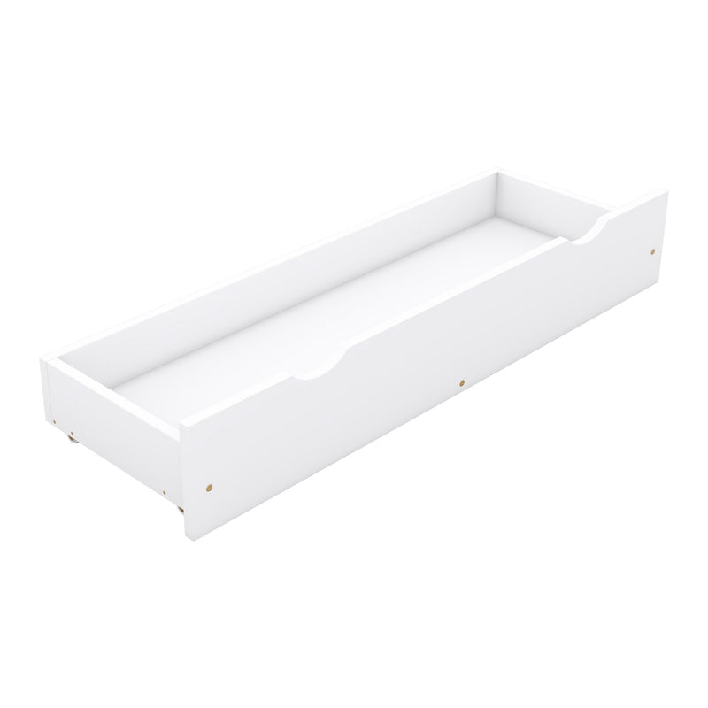 Wood Queen Size House Platform Bed with Guardrail and 2 Drawers, White (Expected Arrival Time:4.26)