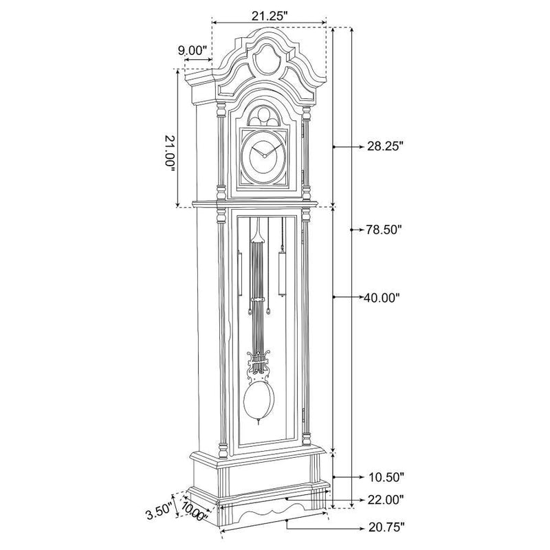 Diggory - Grandfather Clock - Brown Red And Clear