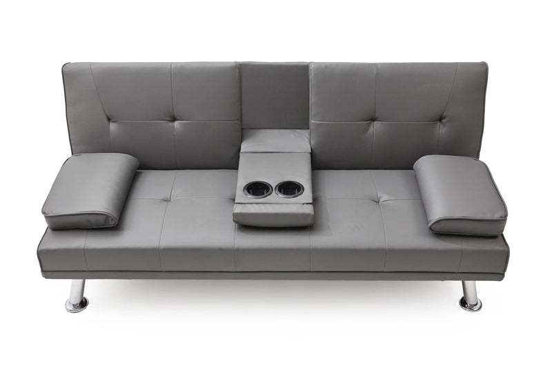 Leather Multifunctional Double Folding Sofa Bed For Office With Coffee Table