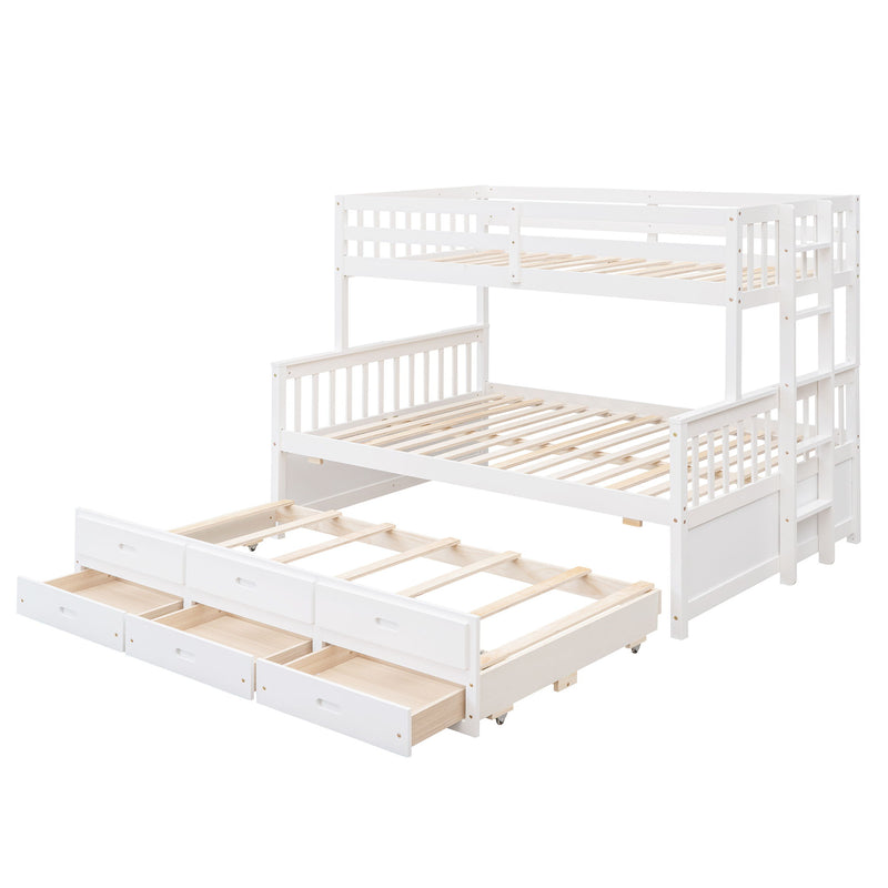 Twin Over Full Bunk Bed With Twin Size Trundle, Separable Bunk Bed With Drawers For Bedroom