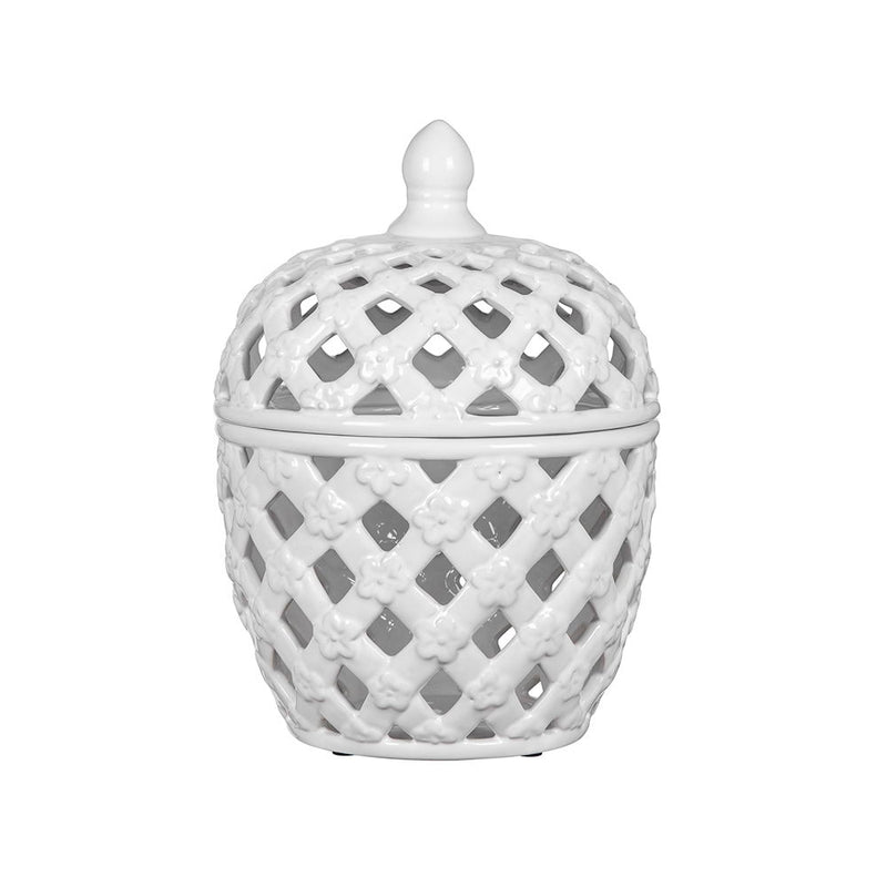 Ballas Bird - Lidded Jar - White