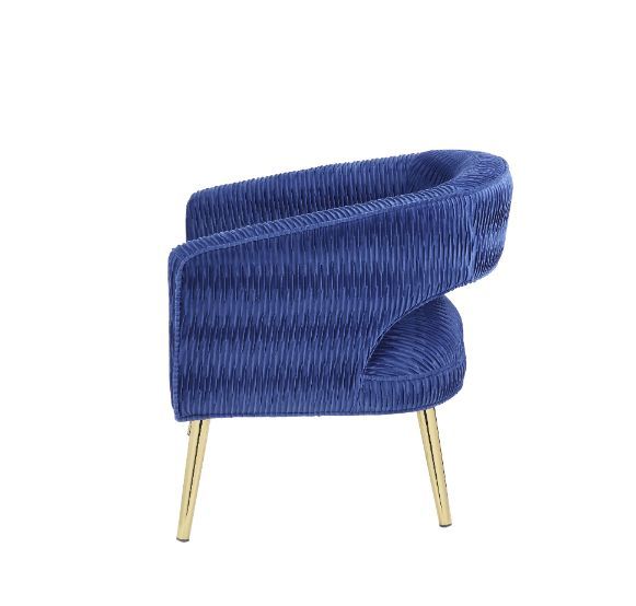 Aistil - Accent Chair - Blue Velvet & Gold Finish