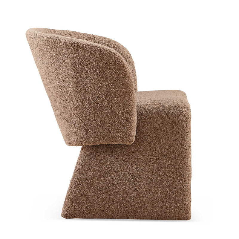 Modern Accent Chair Brown Single Sofa Chair, Upholstered Side Chair Teddy Comfy Chair For Dining Room / Bedroom / Living Room / Reception