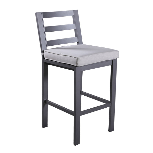 Outdoor Armless Aluminum Barstools With Cushion (Set of 2) - Pewter