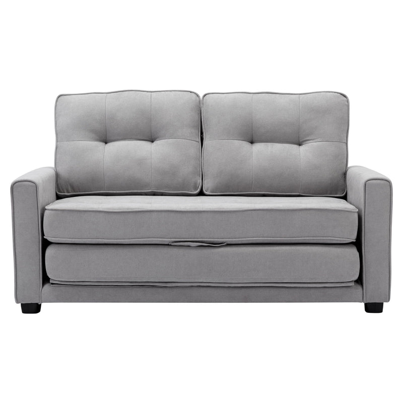 Loveseat Sofa With Pull-Out Bed Modern Upholstered Couch With Side Pocket For Living Room Office