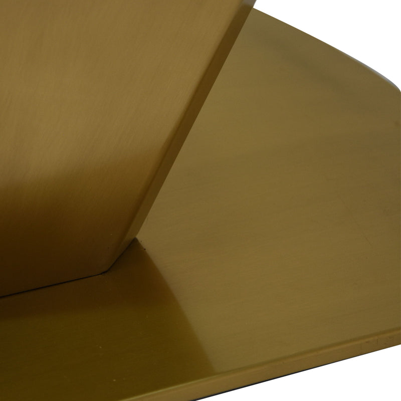 78.74" Modern Artificial Stone Panel Golden V-Shaped Metal Legs, Can Accommodate 8 People - White / Gold