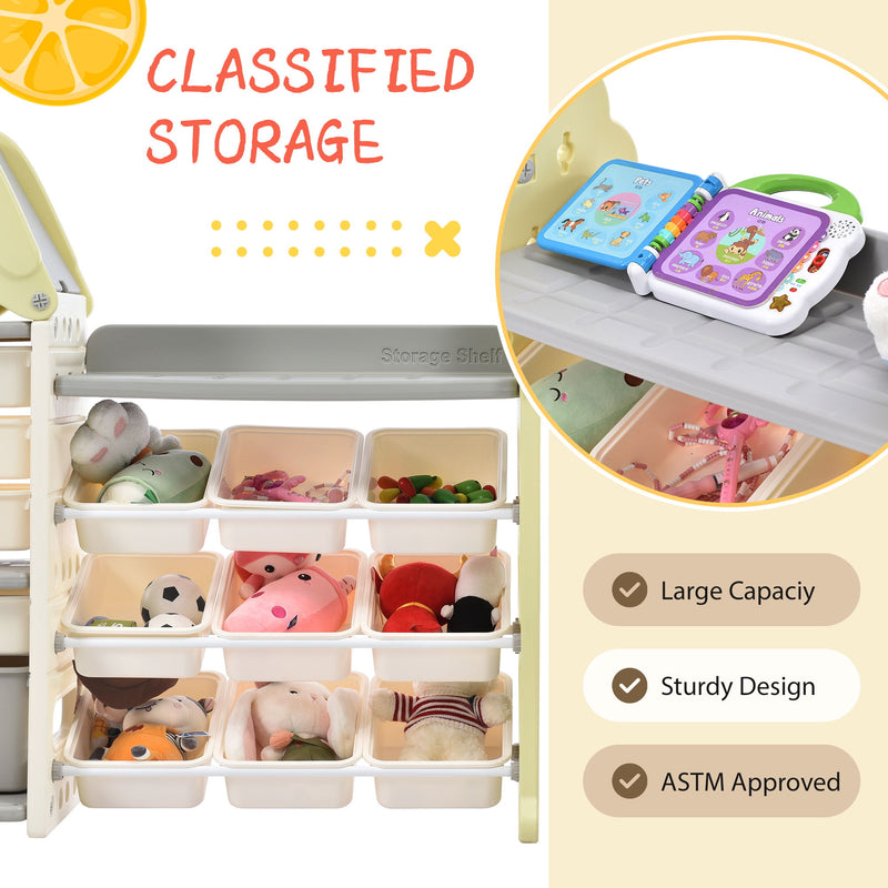 Kids Toy Storage Organizer With 14 Bins, Multi-Functional Nursery Organizer, Storage Cabinet Unit - Green