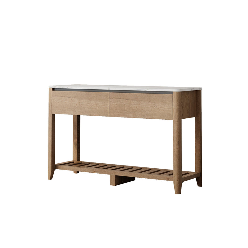 Modern Farmhouse Double Drawers Console Table For Living Room Or Entryway