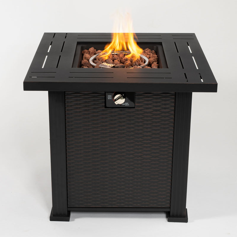 28" Square Fire Pit Table - Brown