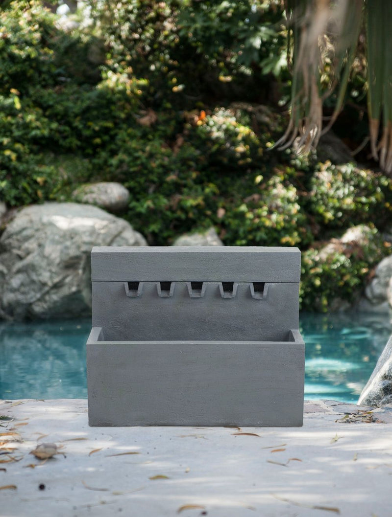 Decorative Fountain With Rectangle Design, With Light And Pump, For Indoor And Outdoor - Gray