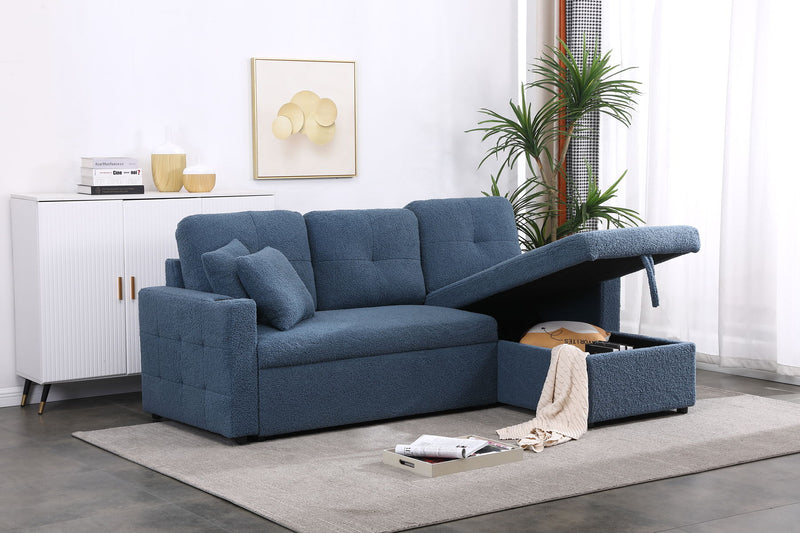 Lambswool - Pull Out Sleeper Sectional Sofa With Storage Chaise