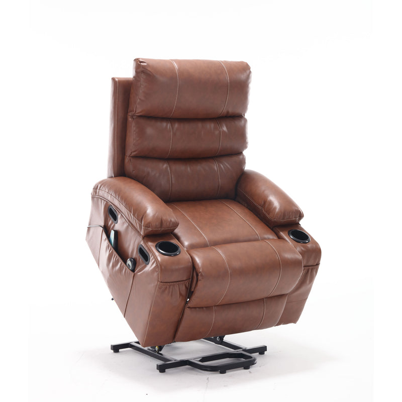 Large Size Electric Power Lift Recliner Chair Sofa For Elderly, 8 Point Vibration Massage And Lumber Heat, Remote Control, Side Pockets And Cup Holders