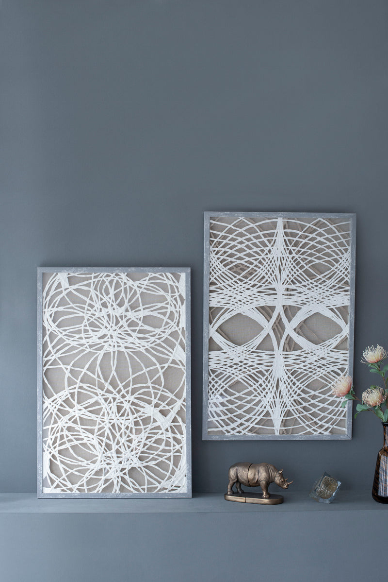 Leaf Shadow Box Wall Decor (Set of 2) - White / Gray