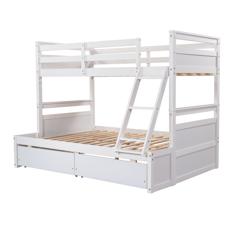 Twin over Full Bunk Bed with Storage - White(OLD SKU :LP000022AAK)