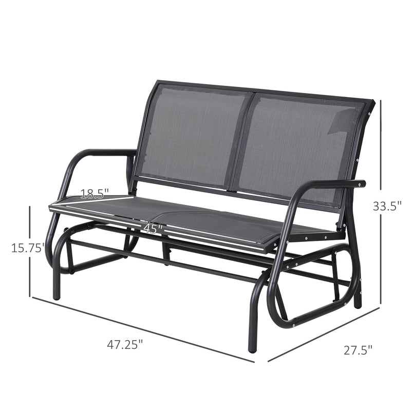 Outsunny - 2 Person Outdoor Glider Bench, Patio Double Swing Rocking Chair Loveseat With Powder Coated Steel Frame For Backyard Garden Porch - Gray