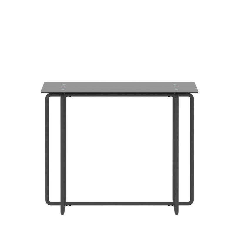 Console Table Single Layer Tempered Glass Rectangular Porch Table Black Leg Double Tempered Glass Tea Table