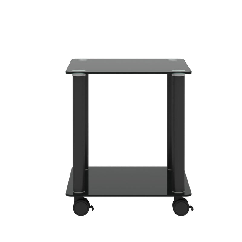 2 Piece Side Table, 2 Tier Space End Table, Modern Night Stand, Sofa Table, Side Table With Storage Shelve - Black