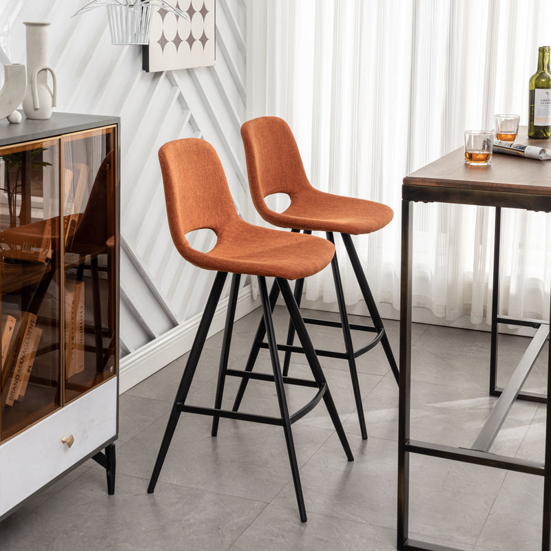 Porth - 28.25" Fabric Kitchen Counter Height Stools (Set of 2) - Orange