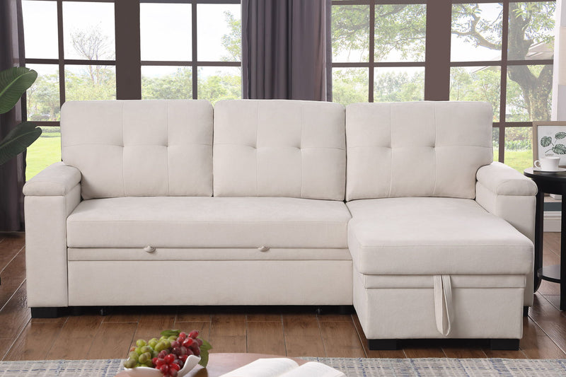 Lucca II - 84.5"W Reversible Sleeper Sectional Sofa with Storage Chaise