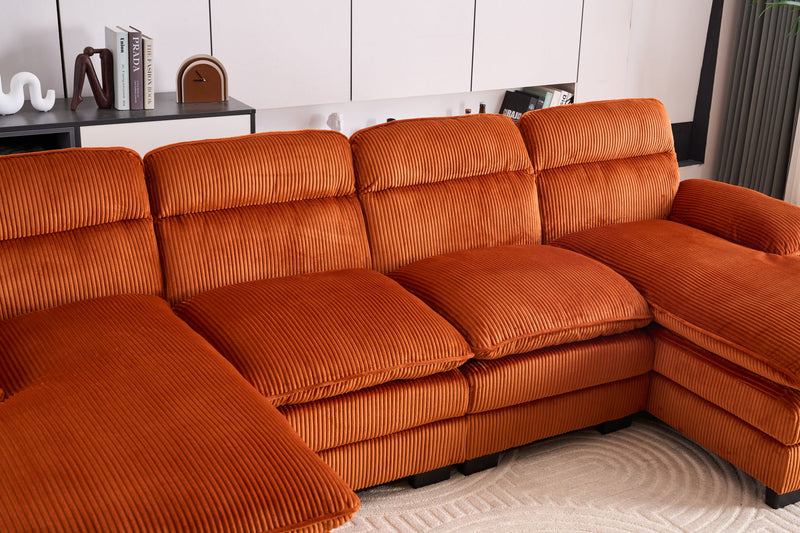 U-Shaped Profile Sofa, Including Two Single Seats And Two Chaise, Modular Sofa, Corduroy Sofa