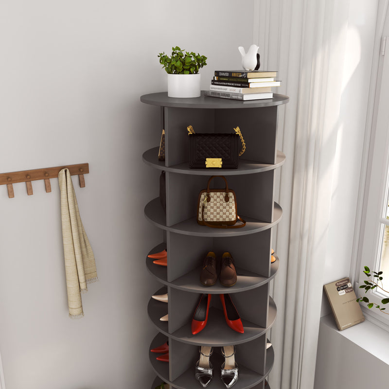 New 360 Rotating Shoe Cabinet 7 Layers Holds Up To 28 Paris Of Shoes