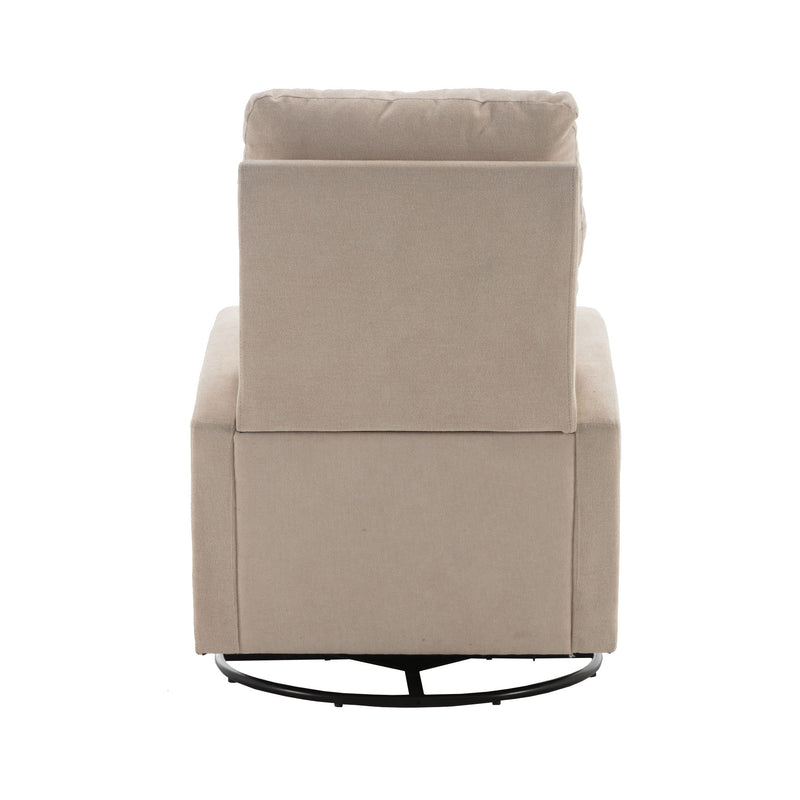 Upholstered Swivel Glider Rocking Chair For Nursery In Beige.Modern Style One Left Bag - Beige