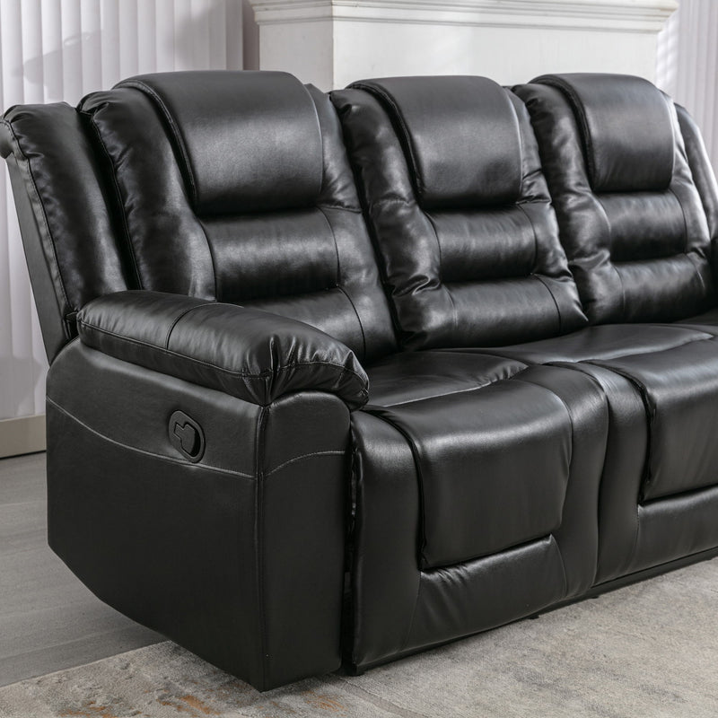 3 Seater Home Theater Recliner Manual Recliner Chair With Two Built-In Cup Holders For Living Room