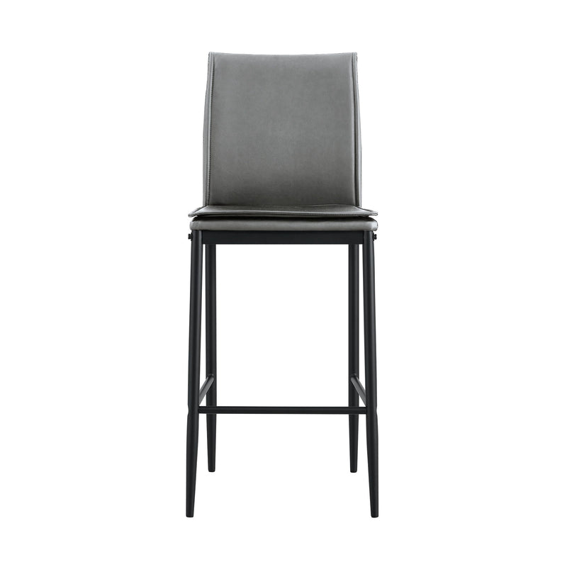 Leather Barstool Dining Counter Height Chair (Set of 2) - Gray