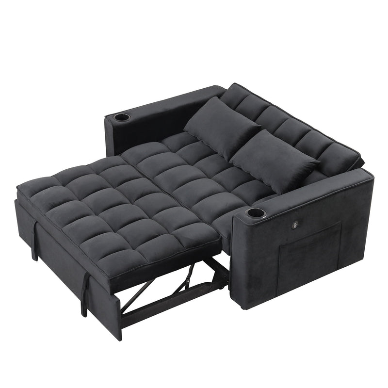 Multi Functional Sofa Bed With Cup Holder And USB Port For Living Room Or Apartments