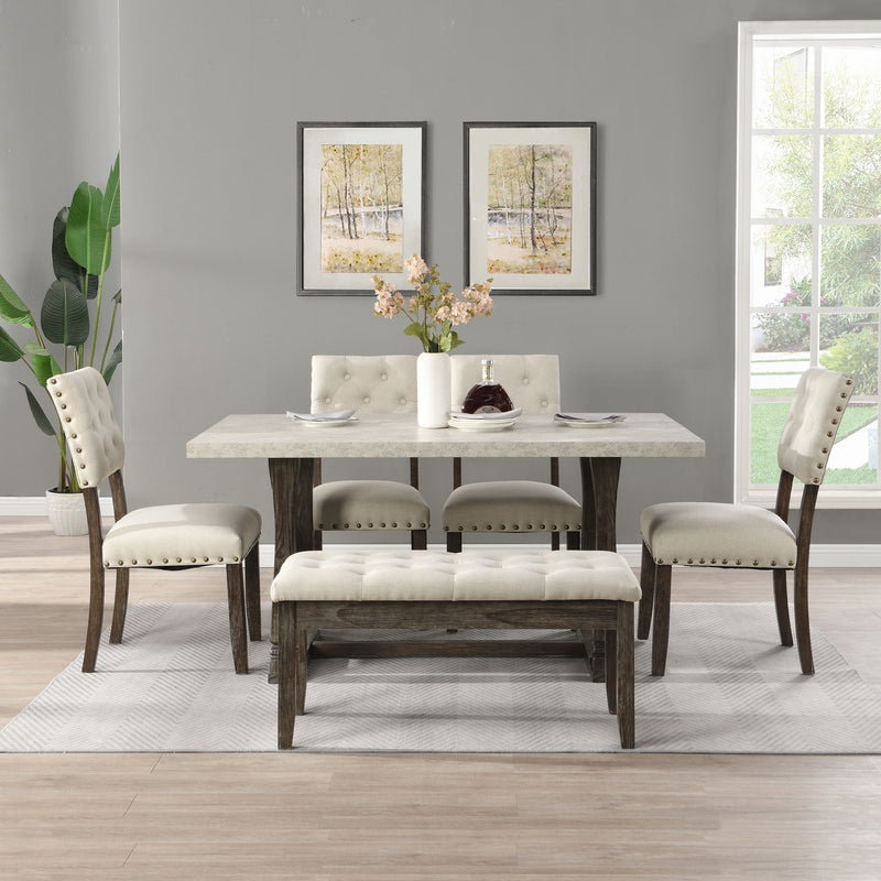 Classic Farmhouse Rectangle Kitchen Dining Table, Ideal For Home Kitchen - Gray