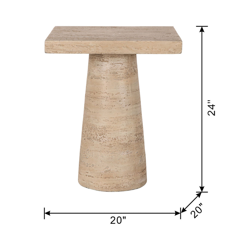 Square Side Table With Pedestal Base