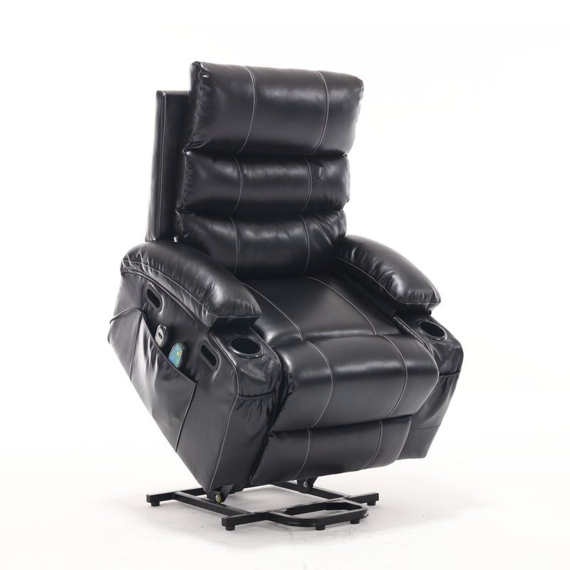 Large Size Electric Power Lift Recliner Chair Sofa For Elderly, 8 Point Vibration Massage And Lumber Heat, Remote Control, Side Pockets And Cup Holders