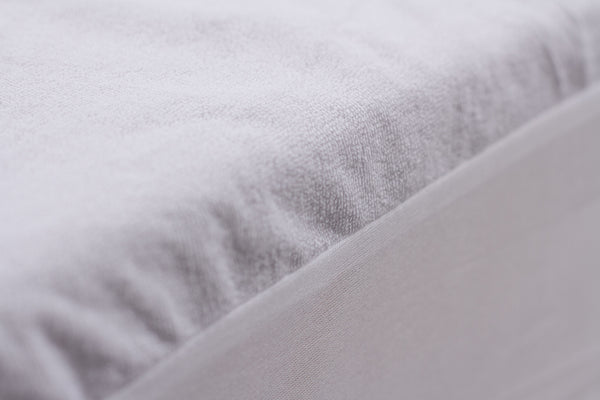 Twin Long Cotton Loop Mattress Protector - White