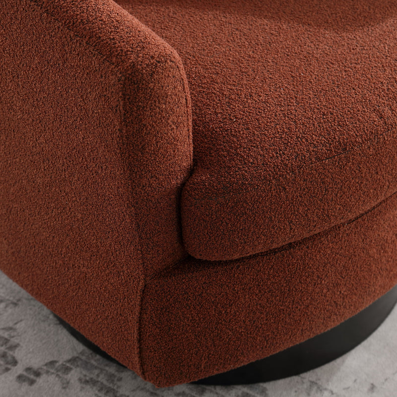 Boucle Upholstered Swivel Cuddle Accent Round Barrel Chair Modern Single Sofa, 360 Degree Circle Club Armchair For Nursery Bedroom Living Room Coffe Bar Lounge Hotel