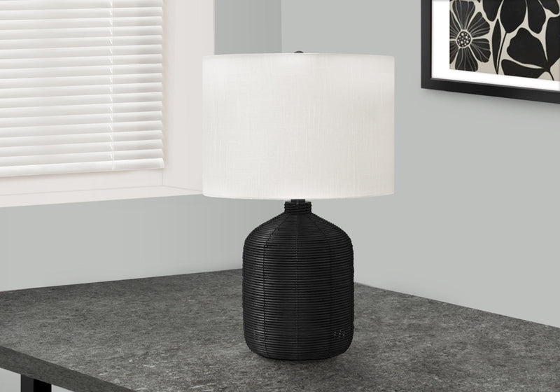 Lighting, Table Lamp, Rattan, Modern - Black